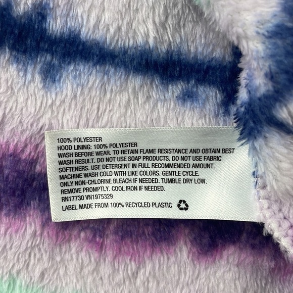 Cat & Jack Girls Purple Blue Green Tie Dye Fleece Bath Robe, size M 7-8 - Picture 7 of 9